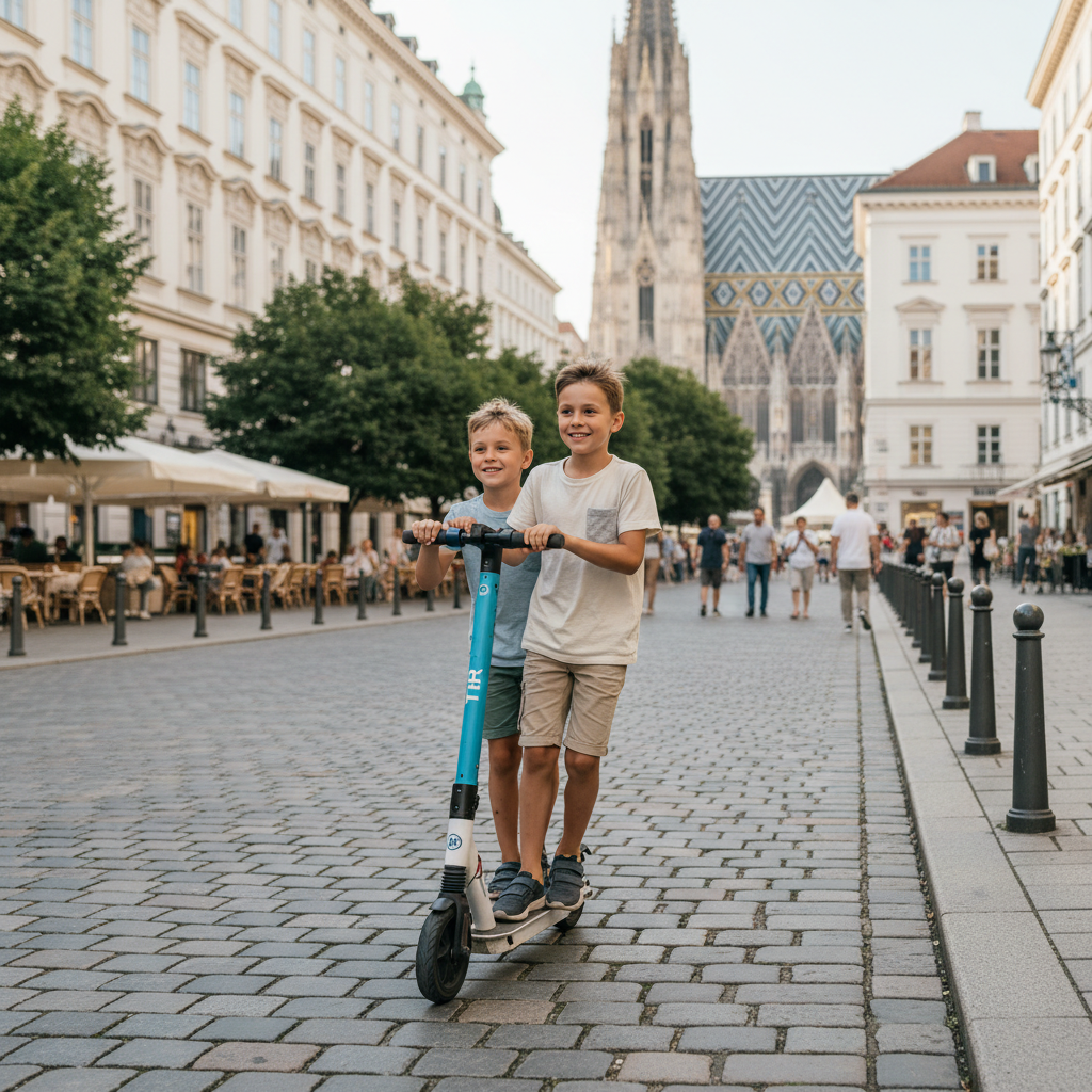 Kind mit E-Scooter